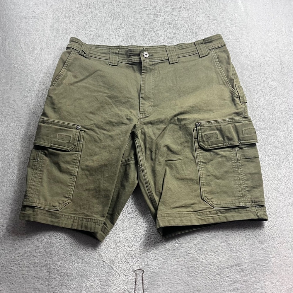 Duluth Trading Co Flex Fire Hose Cargo Shorts Mens 38 Relaxed Fit Olive Green
